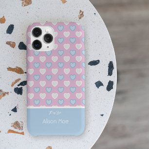 愛の名前に青とピンクのハートパターン Case-Mate iPhone 14ケース