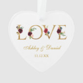 愛の名結婚前Date Burgundyフローラ金ゴールド オーナメント (裏面)