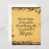 愛の名言が添えられたアンティーク ヴィンテージ ウェディング 案内ポストカード (正面/裏面)