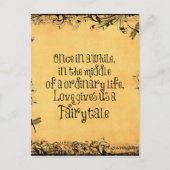 愛の名言が添えられたアンティーク ヴィンテージ ウェディング 案内ポストカード (正面)