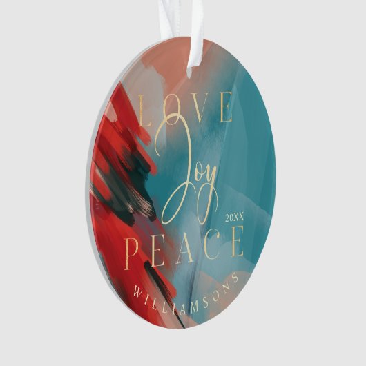 愛の喜びと平和の抽象芸術ブラシストロークの写真 オーナメント (正面)