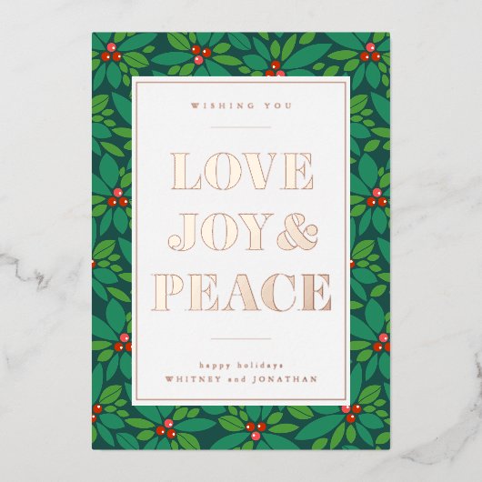 愛の喜びと平和 | あなたの写真を追加 箔シーズンカード (正面)