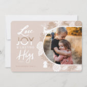 愛の喜びと永続的なハグウッドランドアニマルアーチフォト シーズンカード (正面)