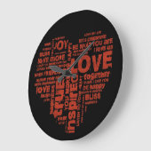 愛の喜びインスピレーションの言葉バレンタインデー ラージ壁時計 (傾斜)