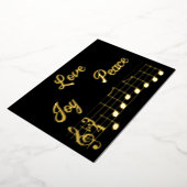 愛の喜び平和の音楽ノート陽気なクリスマス 箔シーズンカード (回転した状態)