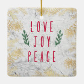愛の喜び平和クリスマスの花の大理石 セラミックオーナメント (裏面)