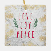 愛の喜び平和クリスマスの花の大理石 セラミックオーナメント (正面)