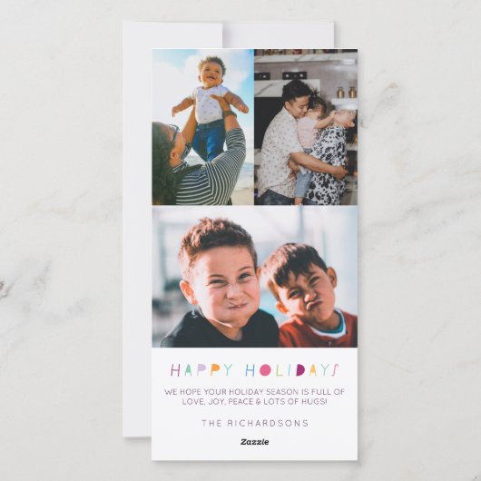 愛の喜び平和ハグ絵文字クリスマスフォトコラージュ シーズンカード (裏面)