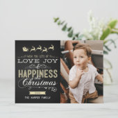 愛の喜び幸せチョークボードクリスマスフォトカード シーズンカード (スタンド正面)