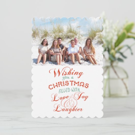 愛の喜び笑いクリスマスフォトフラットカード シーズンカード (スタンド正面)