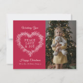 愛の喜び赤いヤドリギのハート写真クリスマス (正面)