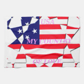 愛の国を愛するアメリカのスター キッチンタオル (横)