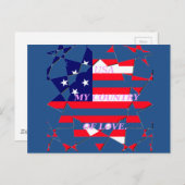 愛の国を愛するアメリカのスター ポストカード (正面/裏面)