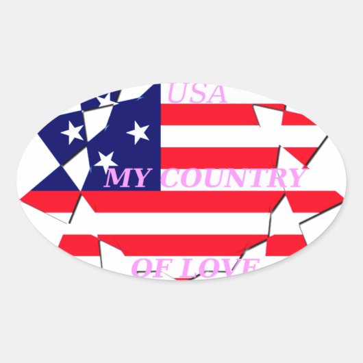 愛の国を愛するアメリカのスター 楕円形シール (正面)