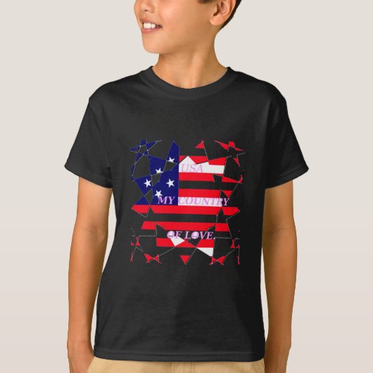 愛の国を愛するアメリカのスター Tシャツ (正面)