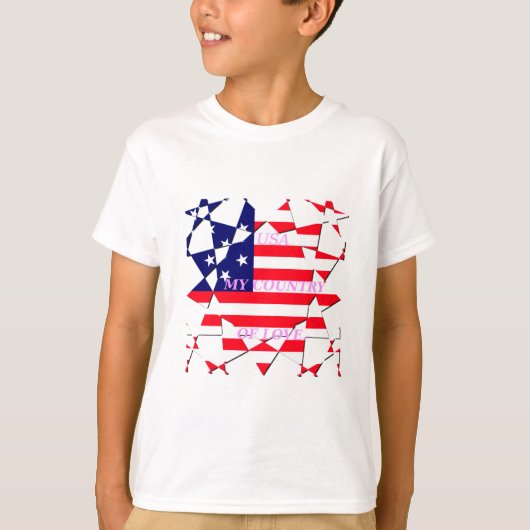 愛の国を愛するアメリカのスター Tシャツ (正面)