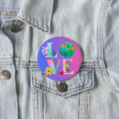 愛の地球の日の水の色パープル 缶バッジ (インサイチュ)