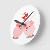 愛の壁時計のかわいい漫画の豚 ラウンド壁時計 (傾斜)