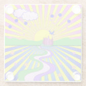 愛の夏60代カラフル70代 ガラスコースター (裏面)