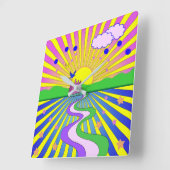 愛の夏60代カラフル70代 スクエア壁時計 (傾斜)