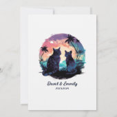 愛の夕焼けのロマンチックな猫結婚の心を描く 招待状 (裏面)