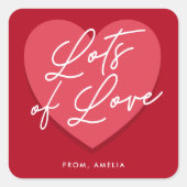 愛の多いバレンタインデー広場ステッカー スクエアシール (正面)