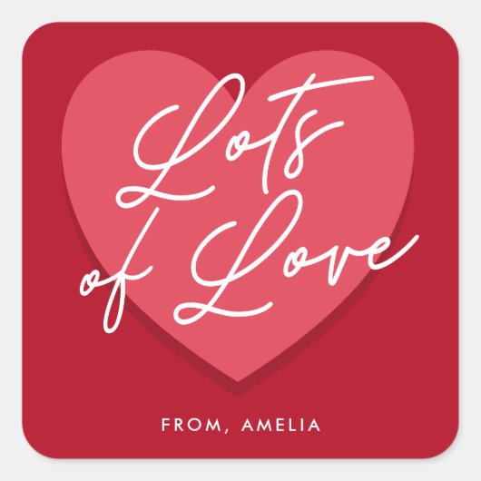 愛の多いバレンタインデー広場ステッカー スクエアシール (正面)