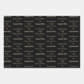 愛の多い手作り金ゴールドホワイトブラックグリーン ラッピングペーパーシート (正面2)