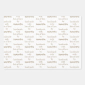 愛の多い手作り金ゴールドホワイトブラックグリーン ラッピングペーパーシート (正面)