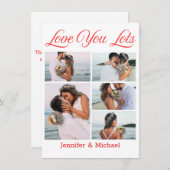 愛の多い、5枚の写真コラージュバレンタインデー赤 シーズンカード (正面/裏面)