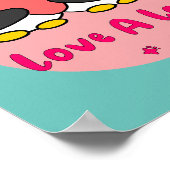 愛の多くのかわいいかわいいペンギン保持赤いハート ポスター (角)