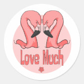 愛の多くのかわいい美しい2つのフラミンゴピンク ラウンドシール (正面)