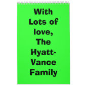 愛の多くを使って、Hyattバンス家族 カレンダー (カバー)