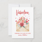 愛の多くを送るバレンタインデーフローラ ノートカード (正面)