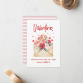 愛の多くを送るバレンタインデーフローラ ノートカード (正面/裏面インサイチュ)