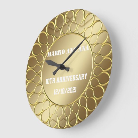 愛の大きな時計の黄金の優雅さの記念日 ラージ壁時計 (傾斜)