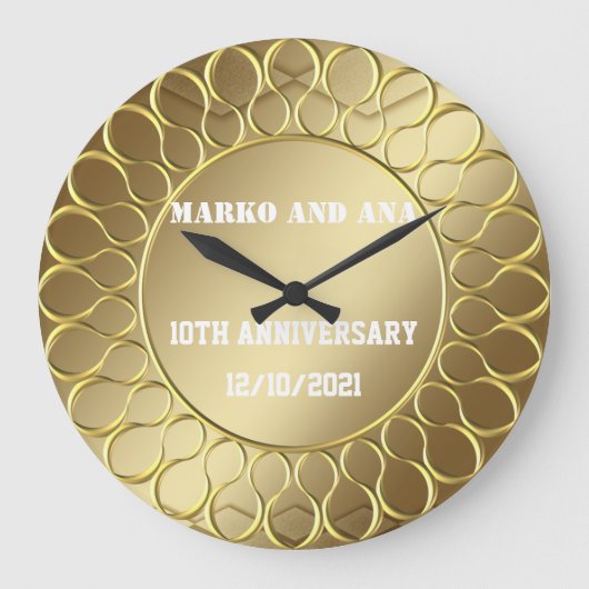 愛の大きな時計の黄金の優雅さの記念日 ラージ壁時計 (正面)