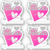 愛の大豆キャンドルで作られた素敵なピンクのハートグレー シール (正面)