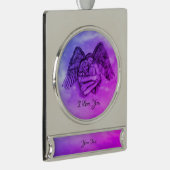 愛の天使エロス、私はあなたを愛 シルバープレートバナーオーナメント (右)