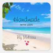 愛の太陽とサーフィンの写真で手作り スクエアシール (正面)