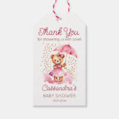 愛の女の子テディベア赤ちゃんシャワーの好意でシャワー ギフトタグ (正面)