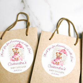 愛の女の子テディベア赤ちゃんシャワーの好意でシャワー ラウンドシール