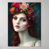 愛の女神フラワー素晴らしポートレート ポスター (正面)