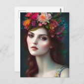 愛の女神フラワー素晴らしポートレート ポストカード (正面/裏面)
