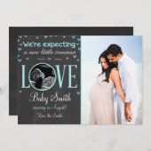 愛の妊娠発表Ultrasound Blue Boy 案内状 (正面/裏面)