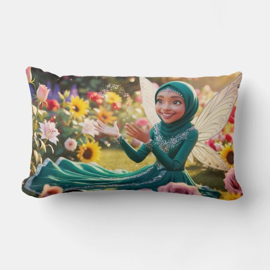 愛の妖精が散らばる ランバークッション (正面)