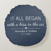 愛の始まり ロマンチックなバレンタインデーのカップル ラウンドクッション (正面)