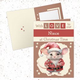 愛の姪のマウスの茶色のクリスマス シーズンカード