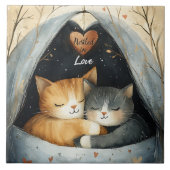 愛の子ネコの子どもたち図解入りの、写真付きのアート タイル (正面)