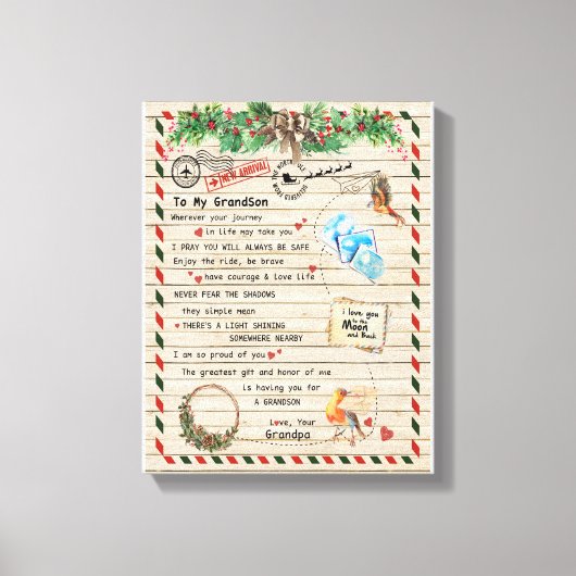 愛の孫|私の孫への手紙誇りを持ったI Of You キャンバスプリント (正面)